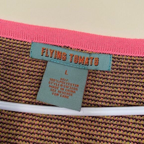 Flying Tomato Quarter Sleeve Vneck Boho Sweater Dress Size Large Bold Multicolor - Picture 4 of 7